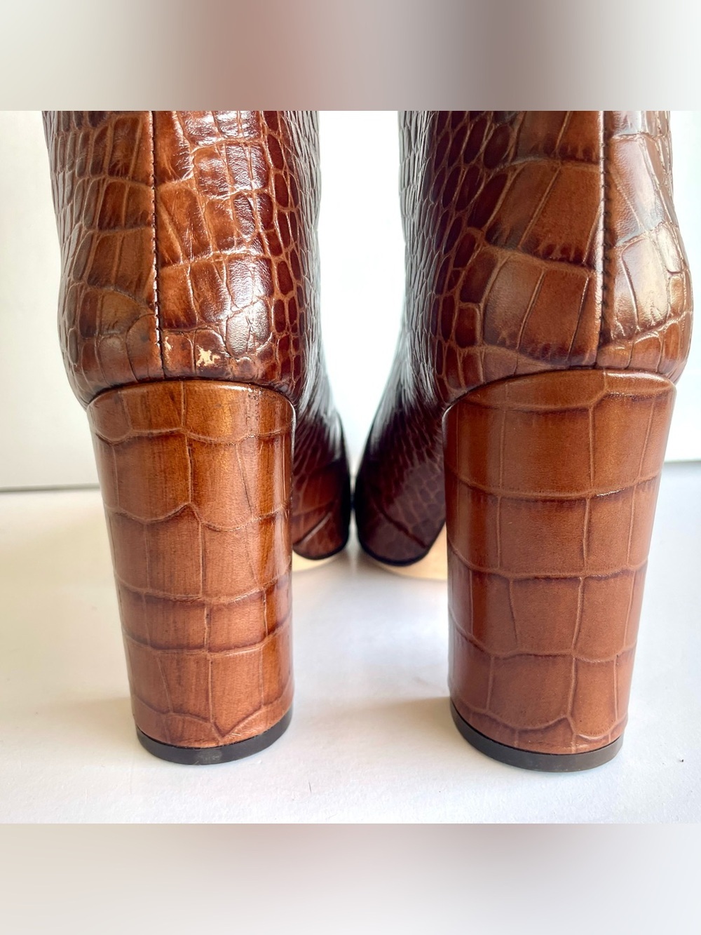 Paris Texas Brown Croc-Embossed Pointed-Toe Ankle Boots - Picture 7 of 10